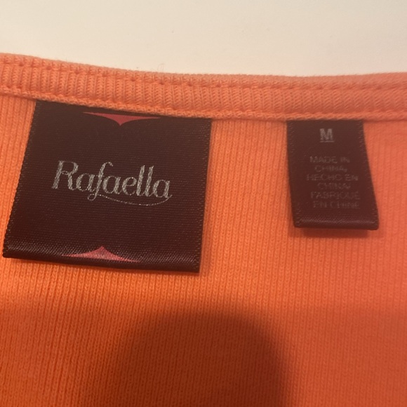 Rafaella Orange Long Sleeve Top with Scrolling at Neckline - Picture 3 of 5